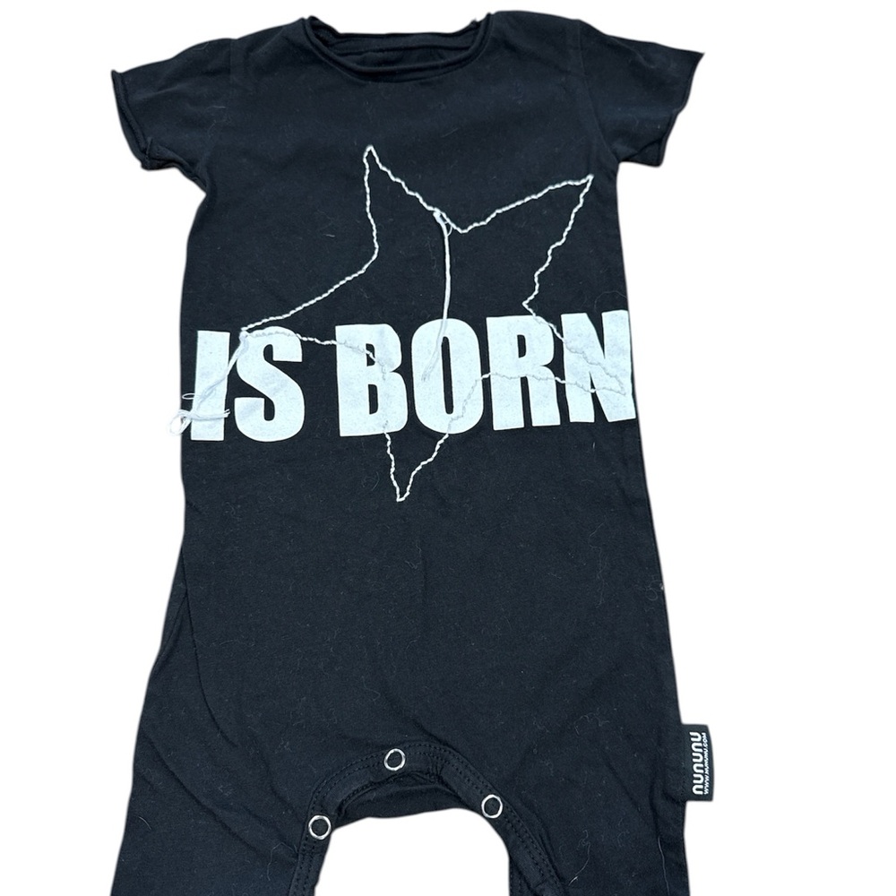Nununu Black Baby Romper with Graphic Design
